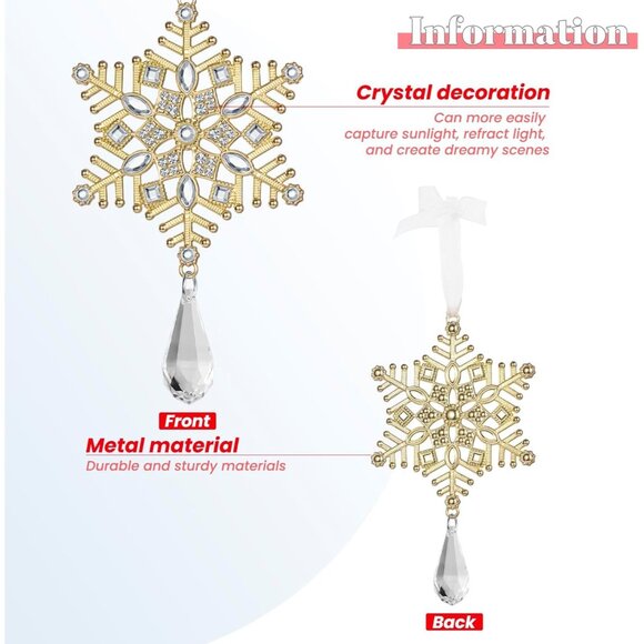 🆕Christmas Tree Ornaments Rhinestone Snowflake Hanging Pendant Charm Decorative - Picture 4 of 7